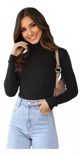 Sweater Beatle Cuello Alto Doble Lanilla
